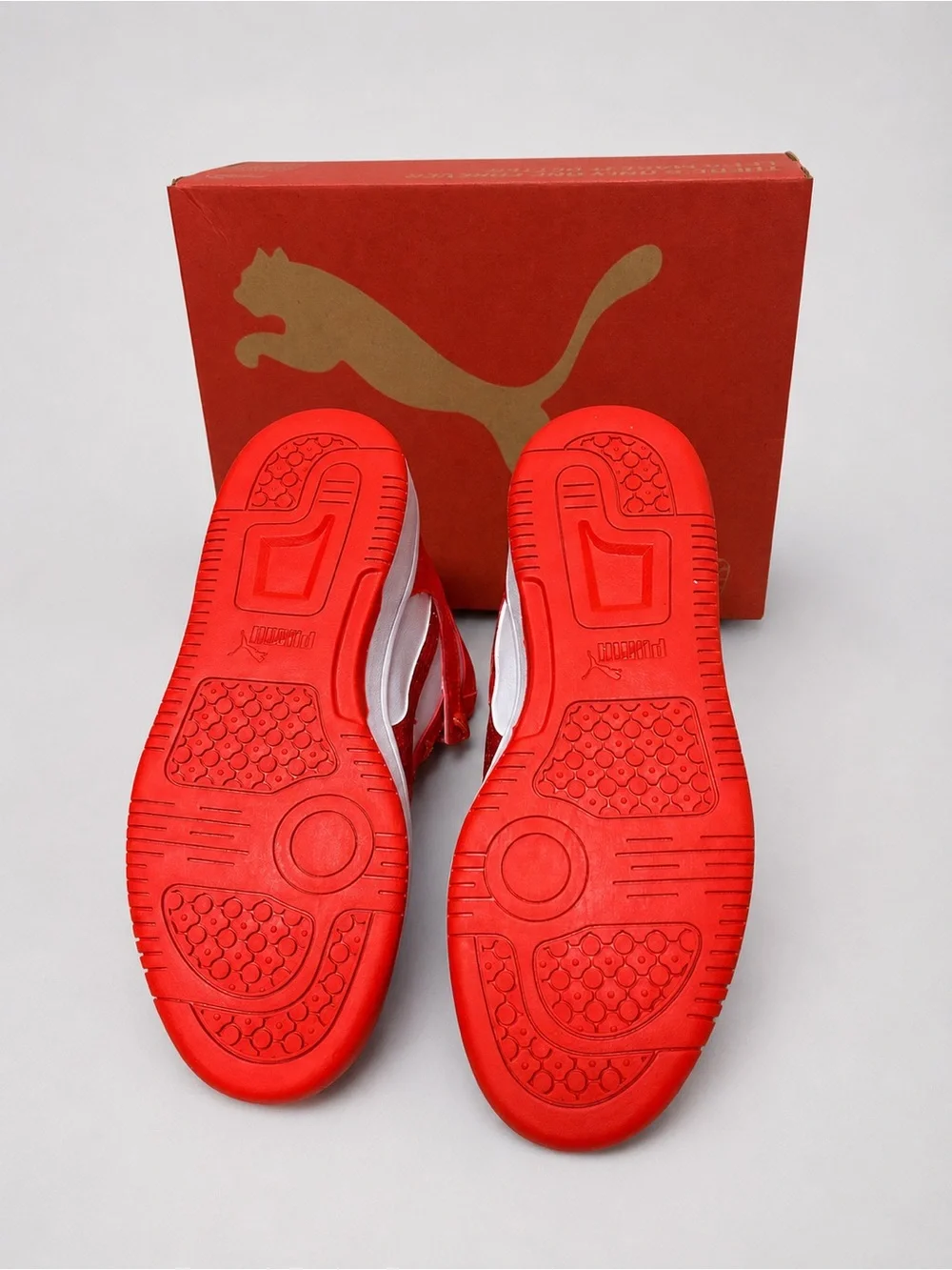 Puma Kids Red and White High-Top Sneakers